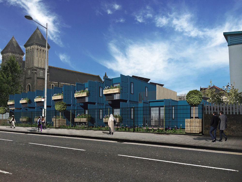 Blue Containers Bute St CGI Blue Containers Bute St CGI